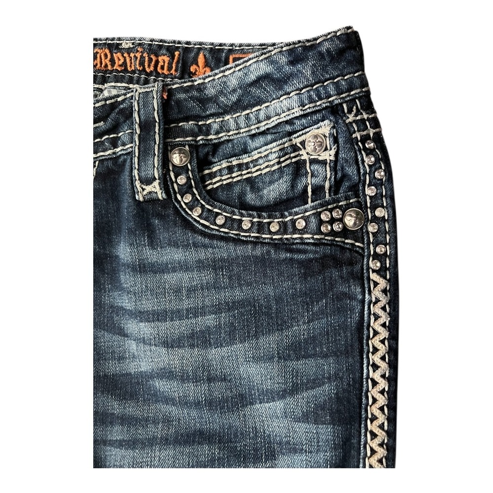 Rock Revival Bootcut Jeans Women's 29 Thick Stitch Bling Western Rodeo Denim - Picture 12 of 16